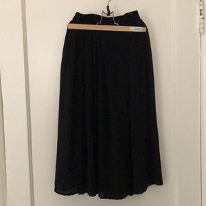 Pleated black chiffon skirt